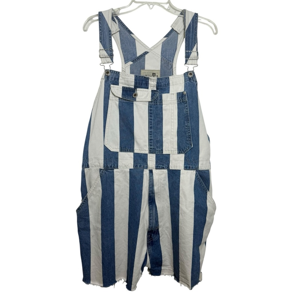 LEVI’S Silver Tab Striped Short Overalls Size XL Cotton Shortalls Cut Offs